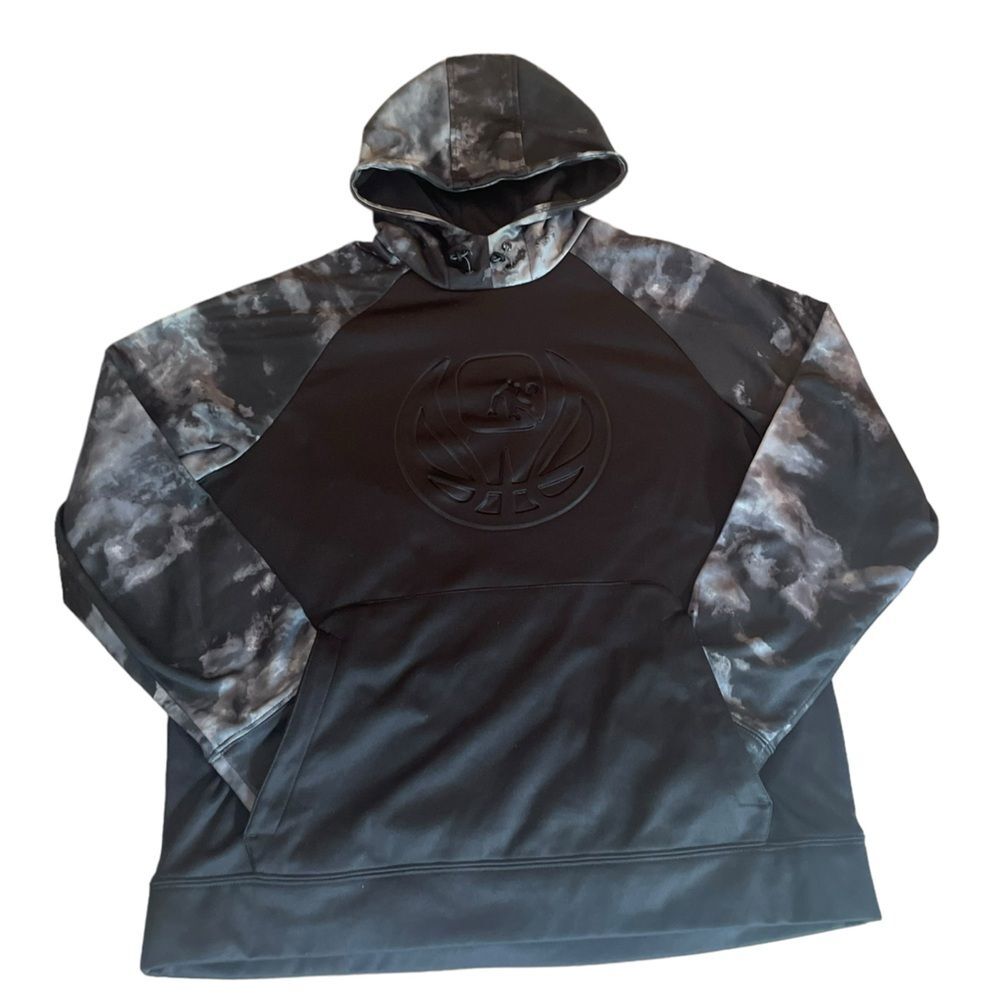 AND1 Hoodie Black and Grey Tie Dye Pullover Hoodie Raised Logo Mens Large